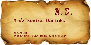 Mrákovics Darinka névjegykártya